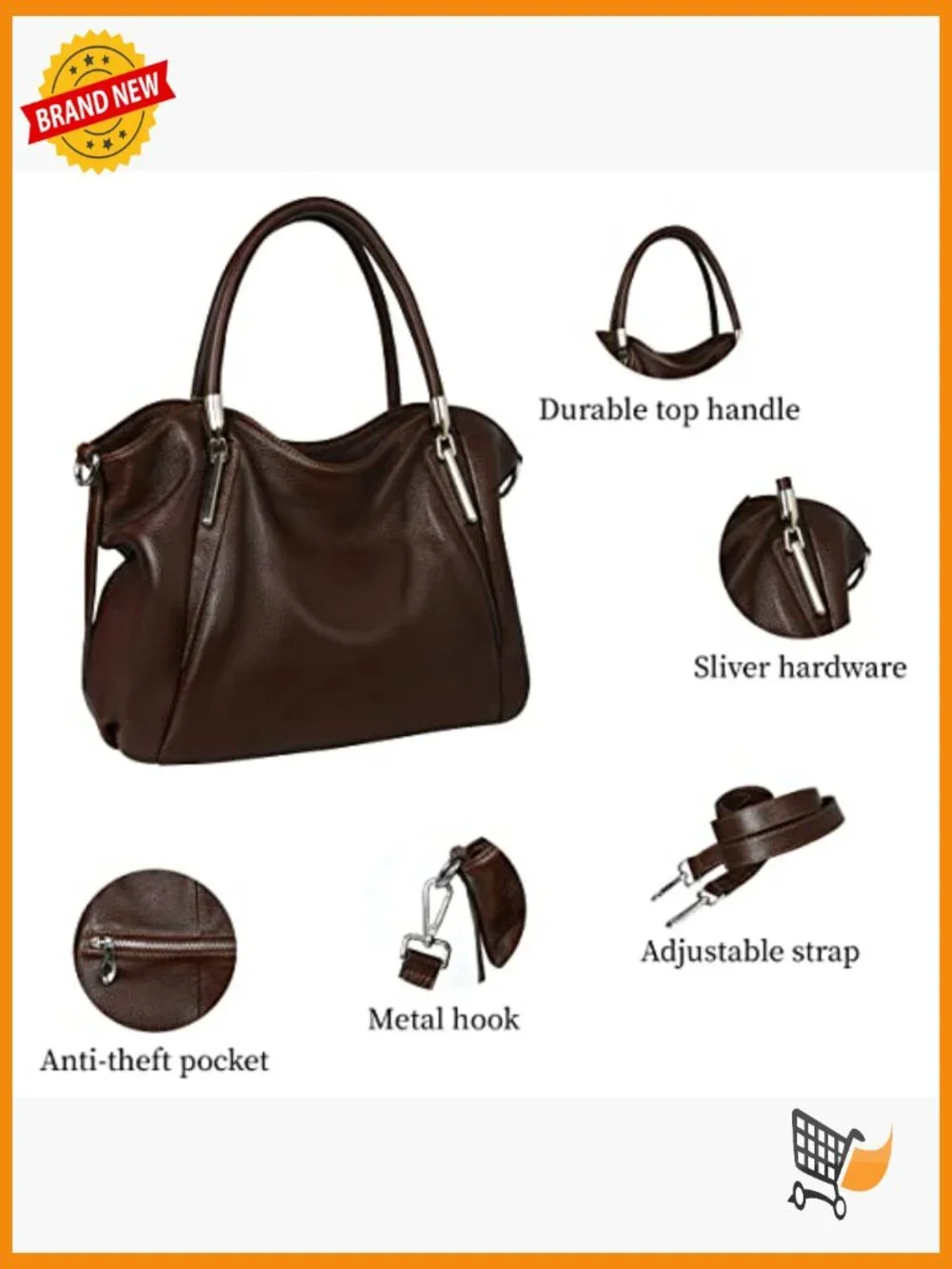 Genuine Leather Hobo Satchel Handbag Crossbody Tote Purse
